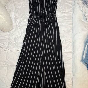 Black and White Striped Jumpsuit